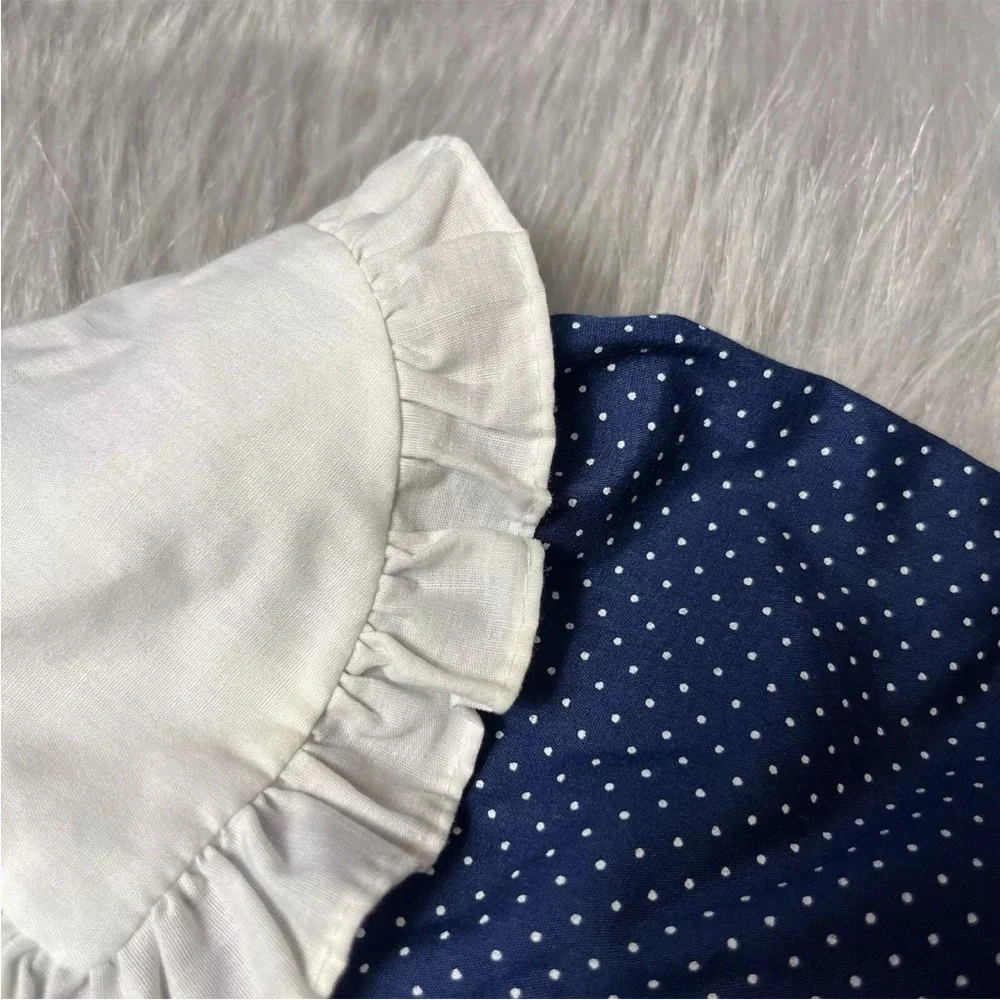 Vintage Polly Flinders Toddler Girls Dress Navy Red White Dot Smocked